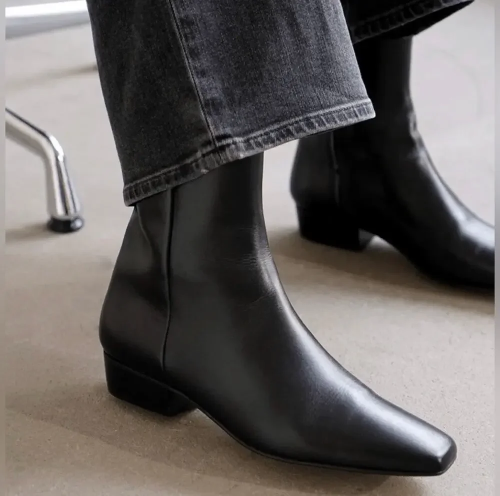Flattered Rami Black Leather Boots - Picture 1 of 10
